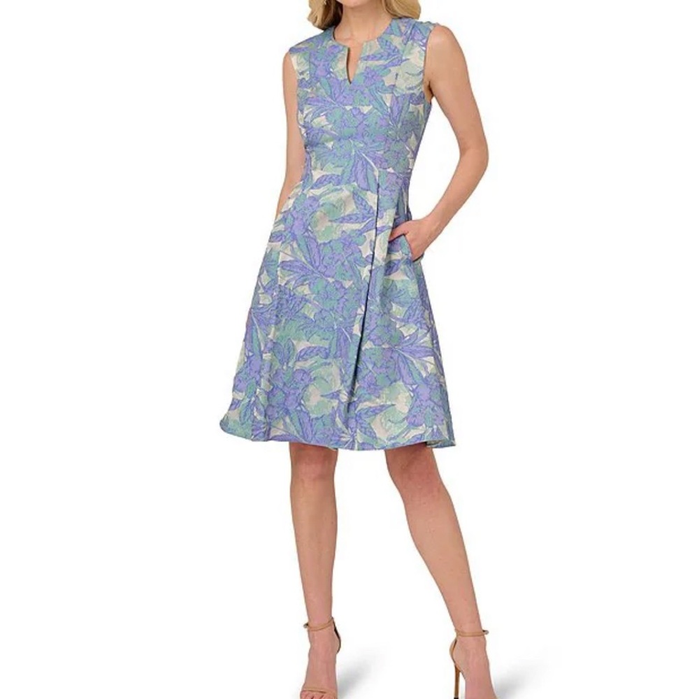 Adrianna Papell Sleeveless Jacquard Midi Dress